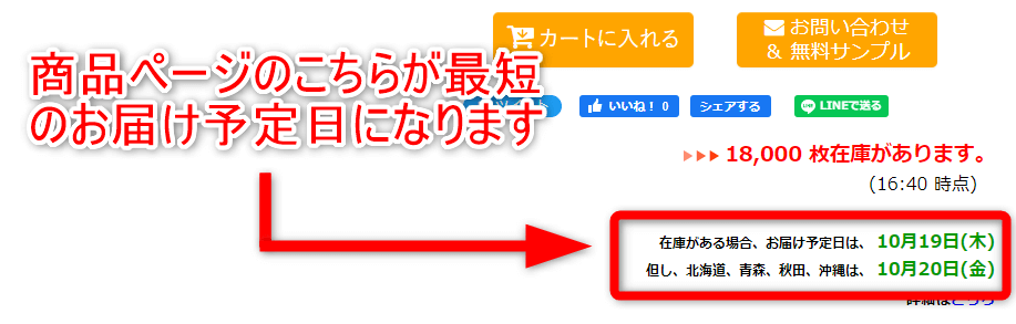 お届け日時のご指定がなく「指定なし(最短)」をご選択の場合のお届け予定日